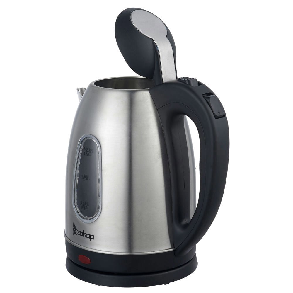 Resenkos1.5L Stainless Steel Electric Kettle With Water Window, Homes & Offices, Fast Heating & Durable Quality And Easy to Use, Black And Sliver
