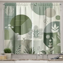 Ambesonne Monstera Kitchen Curtains, Boho Love Mid Century Art, 55"x36", Reseda Green Taupe