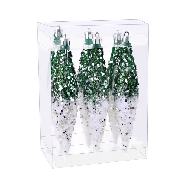 pstuiky Adornos navideños de bolas navideñas con pintura brillante irregular para árbol de Navidad (6 unidades)