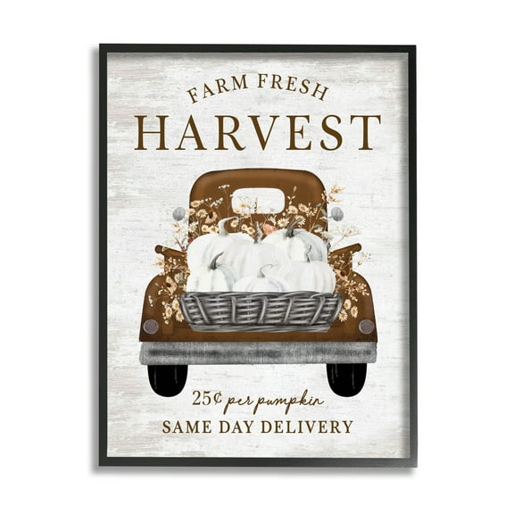 Stupell Industries Farm Pumpkin Harvest Holiday Painting Black Framed Art Print Wall Art, 11 x 14