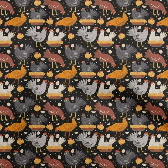 oneOone Polyester Spandex Black Fabric Birds Rooster Quilting Supplies Print Sewing Fabric By The Yard 56 Inch Wide
