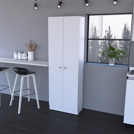 Modern White Buxton 2-Door Storage Cabinet with 5 Shelves