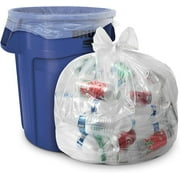 Aluf Plastics 55 gallon heavy duty clear trash bags, 1.5 mil industrial strength plastic, 35 x 55, value pack of 50, fits toter, rubbermaid brute, carlisle bronco