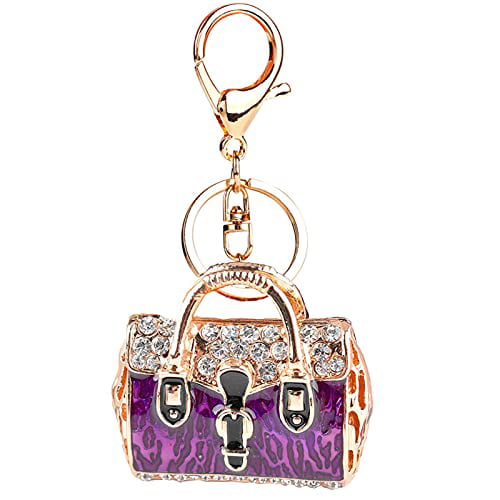 Fashion Women Handbag Shaped Keychain Crystal Keyring Handbag Charm