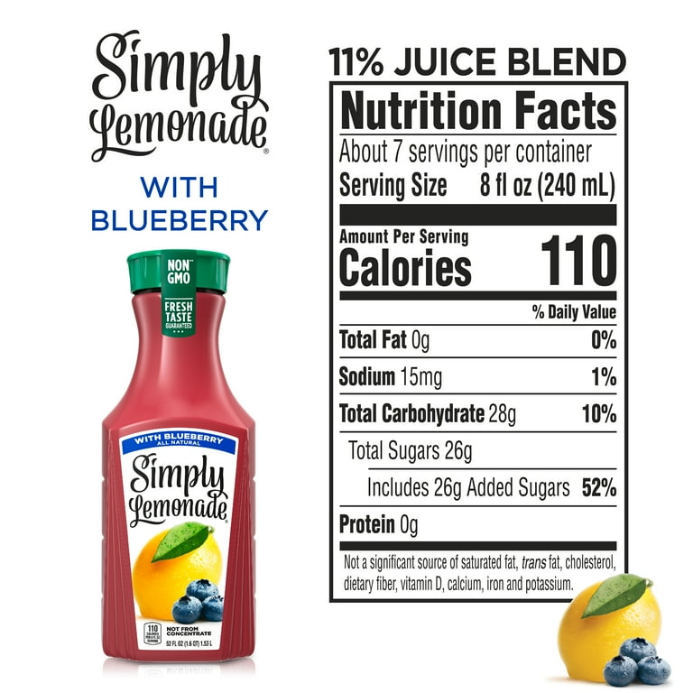 Simply Lemonade with Blueberry, All Natural Non-GMO, 52 fl oz ...