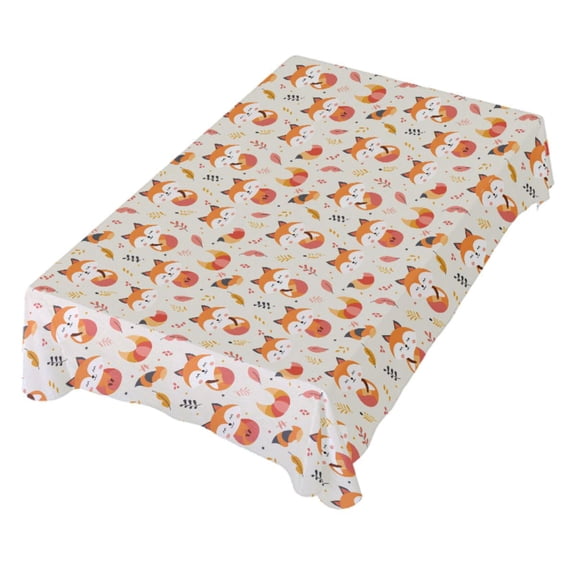 JSTEL Cute Fox Leaves Table Cloth Rectangle 54 x 72 Inch Tablecloth Anti Wrinkle Table Cover for Dining Kitchen Parties