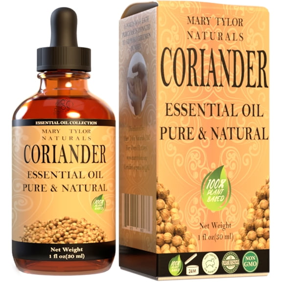 Coriander Essential Oil (1 oz), Premium Therapeutic Grade, 100% Pure and Natural, Perfect for Aromatherapy, Relaxation, Improved Mood and Much More by Mary Tylor Naturals
