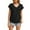 Black, variant on Promotion Sale! Women V Neck Pocket Short Sleeve Loose Fit Breathable Casual Tee Top L Size Khaki