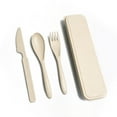 thumbnail image 2 of Jygee Wheat Straw Tableware Set Portable Reusable Solid Color Flatware Kit Indoor Outdoor Home Camping Dinnerware with Storage Case Beige, 2 of 10