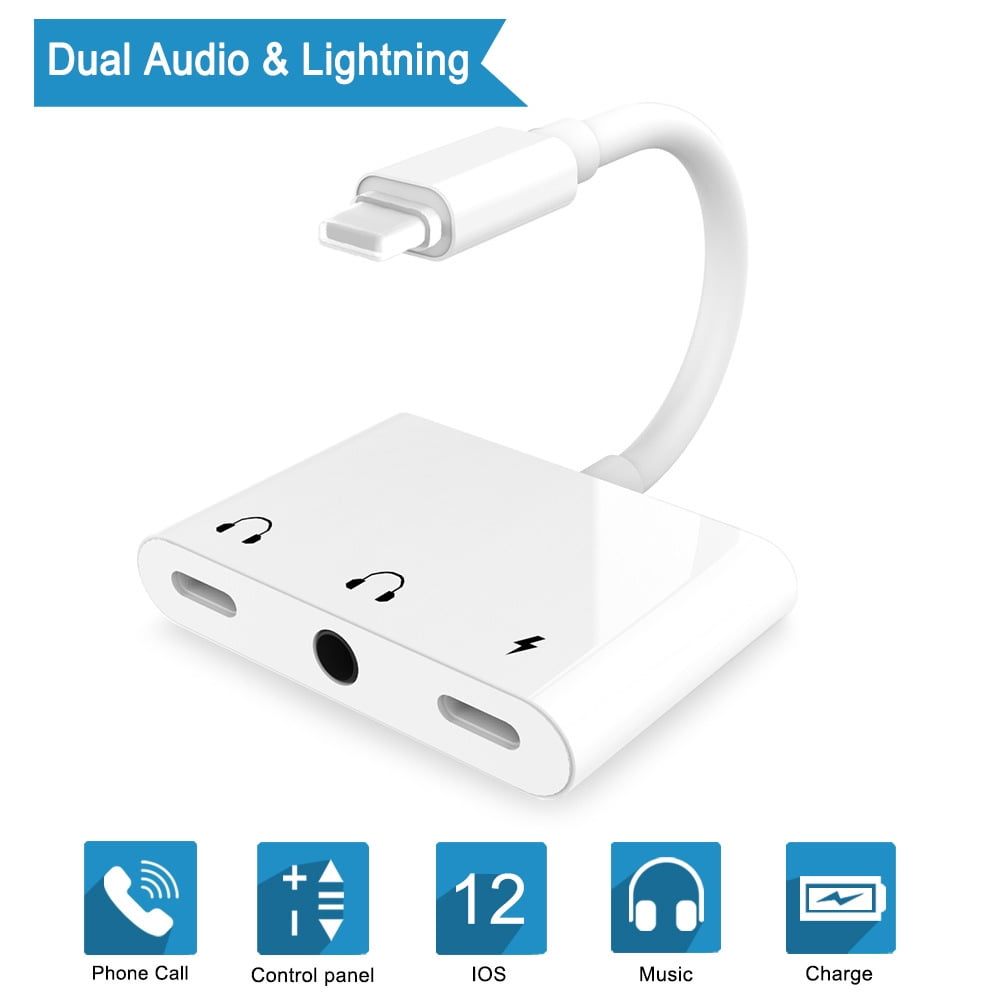 Lightning to Headphone Adapter 3.5mm Jack Headphone Adapter 3 in 1
