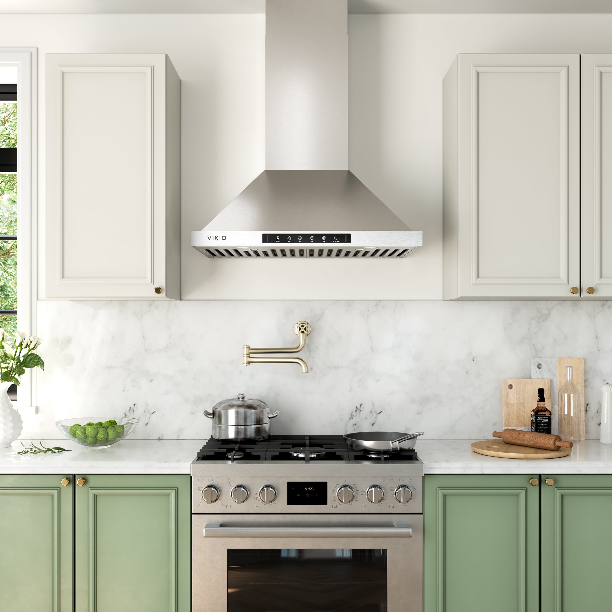 VIKIO 30 in. Wall Mount Range Hood, 900 CFM, Ducted, Stainless Steel with LED Lighting