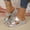 #0322-Silver, variant on High Heel Sandals for Women, Plus Size Metal Buckle Detail Slide Ons, Cushioned Block Heel Shoes, Versatile Casual Wear Gift