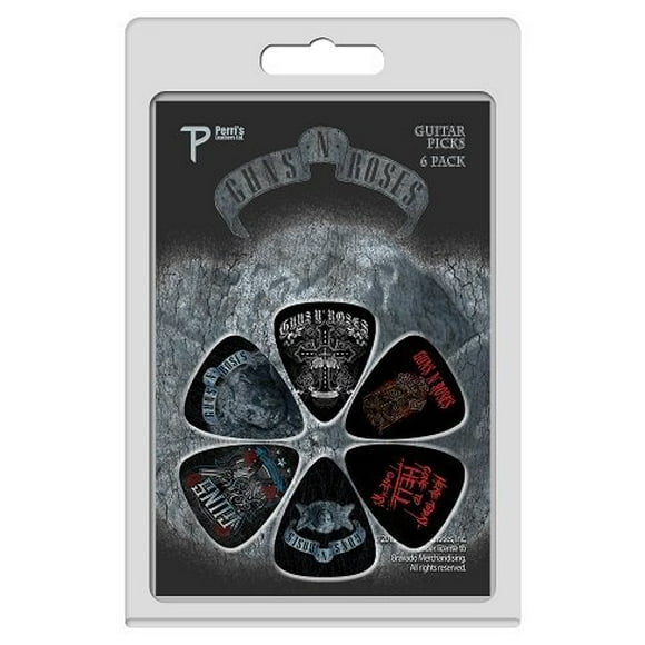 Perris Guns N' Roses Pics de Guitare sous Licence - 6 Pack, Noir, Rouge, Gris