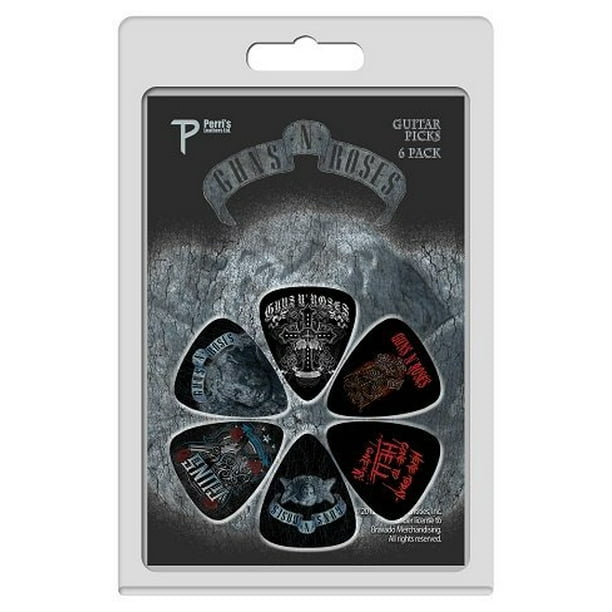 Perris Guns N' Roses Pics de Guitare sous Licence - 6 Pack, Noir, Rouge, Gris