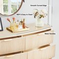 thumbnail image 2 of Weselon 6 Drawer Dresser, Wood Chest of Drawers, Modern Fluted Wide Chest of Drawers, Beside Table for Closet, Storage Cabinet Organizer for Bedroom, Living Room and Entryway, Natural, 2 of 6