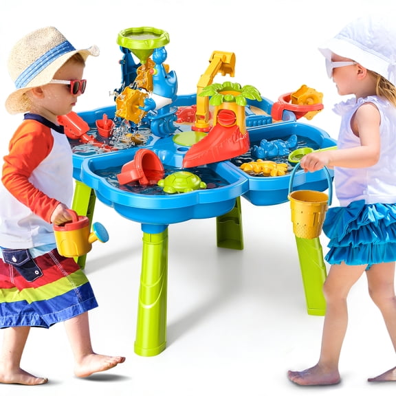 Dinosaur Planet Sand Water Table for Toddlers, 4 in 1 Sand Table and Water Play Table, Kids Table Activity Sensory Play Table Beach Sand Water Sand Toy for Outdoor Backyard for Toddlers Age 2-4 Gift