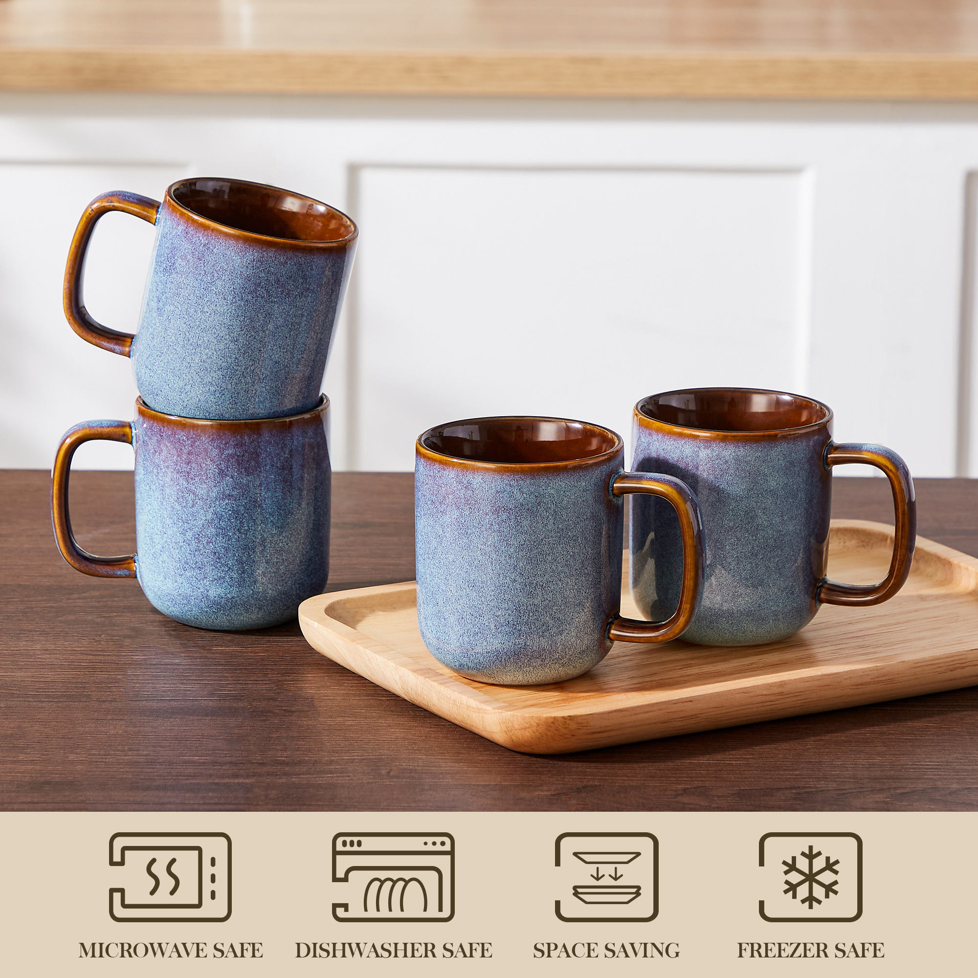 Malacasa Ceramic Coffee Mugs Set of 4, 12 oz photo 3
