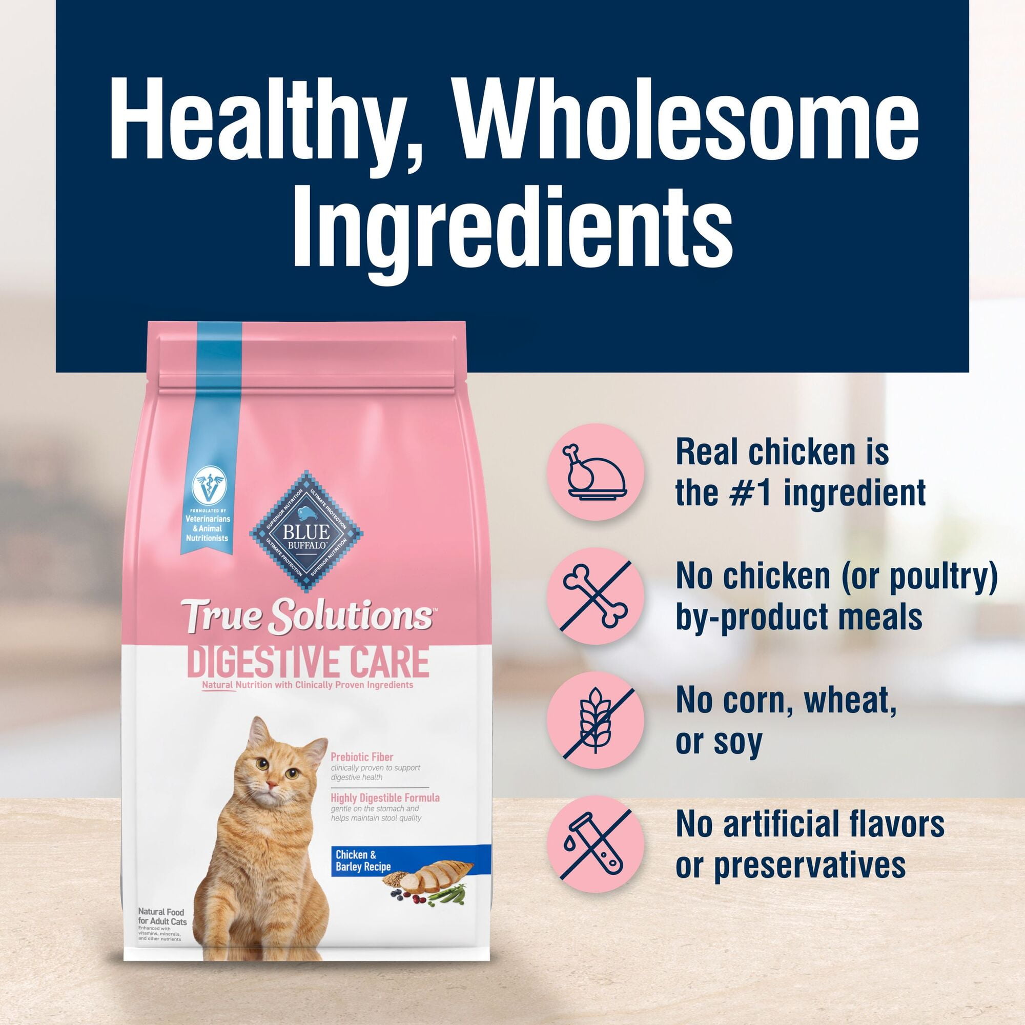 Blue Buffalo True Solutions Digestive Care Natural Dry Cat Food, Chicken, 3.5-lb. Bag