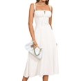 thumbnail image 3 of Midi Corset Dress Flowy Slit Lace Up Dresses for Women Tea Party A Line Casual Sundress White M, 3 of 8