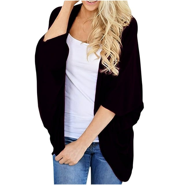 Light Cardigans for Women Solid Color Long Sleeved Irregular Hem Pleated Cardigan on Clearance