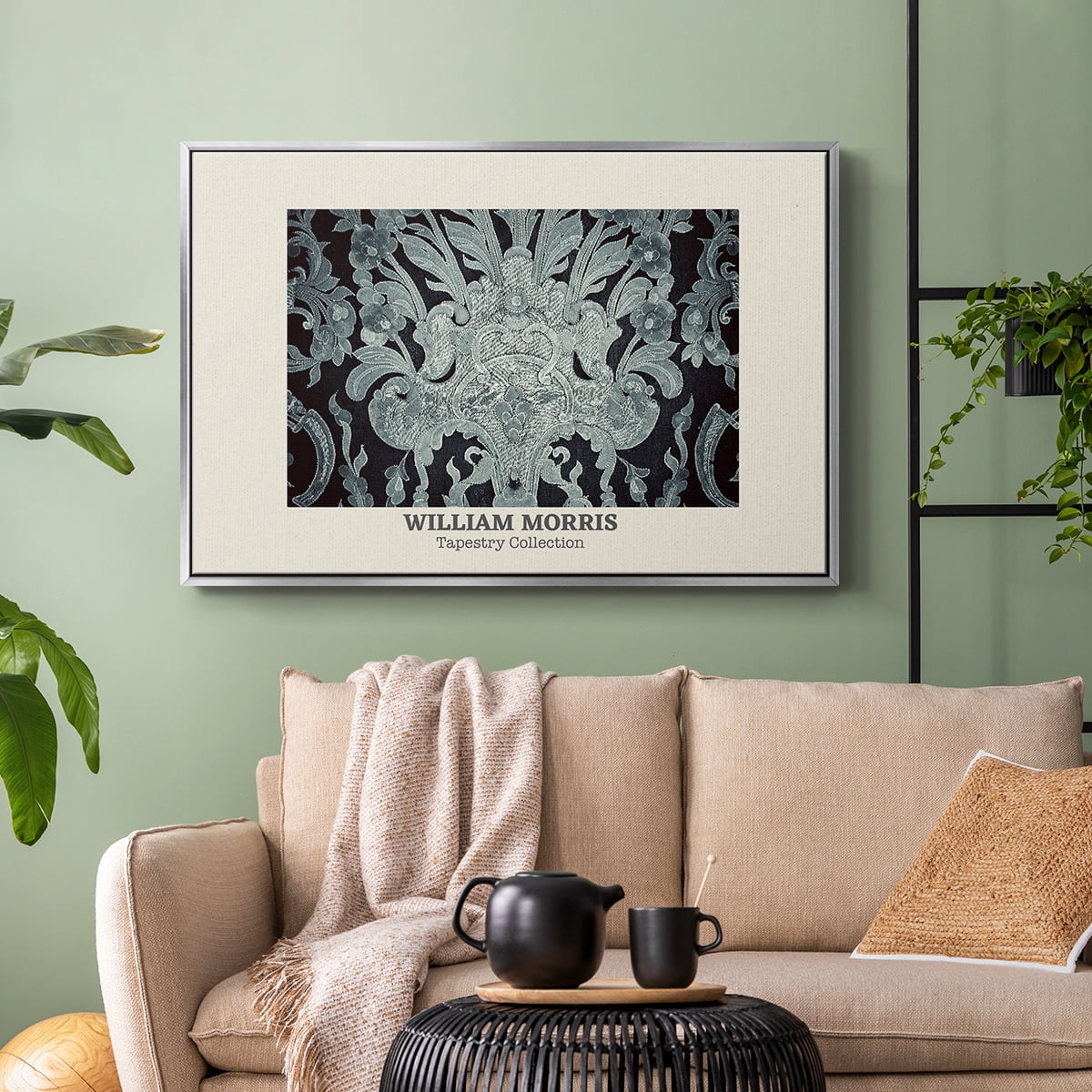 Vintage Abstract Print-XLII Framed in Silver Wood Gallery Wrapped Canvas 17 in. x 25 in.