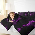 thumbnail image 4 of Feelyou Dreamy Lightning Queen Comforter Set for Teen, Purple Gradient Abstract Bedding Sets, Modern Neon Glowing Reversible Bedding Comforter Set, Breathable Home Decor, 3pcs, 4 of 8