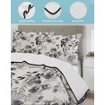 thumbnail image 4 of Quilts Twin XL Size, Black Grey Spring Floral Soft Comforter Bedding Set for Bed, Summer Botanical Watercolor Rustic Lightweight Quilted Bedspread with Pillow Cover(2 Pieces), 68x98 Inch, 4 of 6
