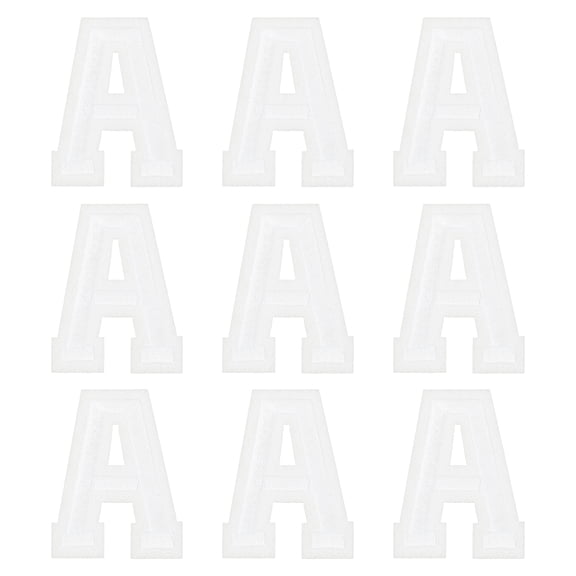 Uxcell Iron on Letter Patches 2" Alphabet A Iron on Embroidered Patch for Clothing Repair(White, Pack of 9)