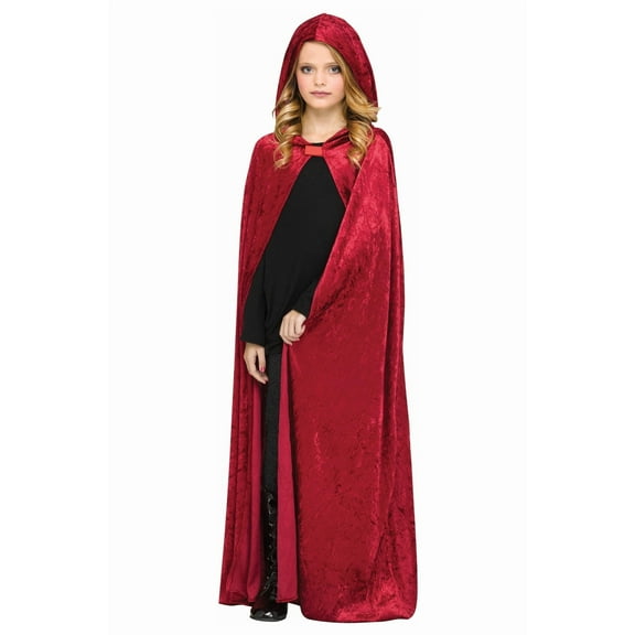 Morris Costumes FW90972R Velour Hooded Cape Costume Accessory for Kids, Red - One Size