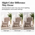 thumbnail image 4 of AFO Button-Tufted Wingback Accent Chair set of 2, Modern Mid-Century Armchair with Thick Padded Seat, Rolled Arm & Solid Wood Legs, For Bedroom/Office/Living Room, Beige, 4 of 15