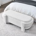 thumbnail image 3 of Linen Upholstered Storage Bench, Linen Fabric Upholstered Bench with Large Storage Space, No Assembly Required, Footstool Ottoman for Living Room, Entryway, Bedroom and Window Seating, White, 3 of 7