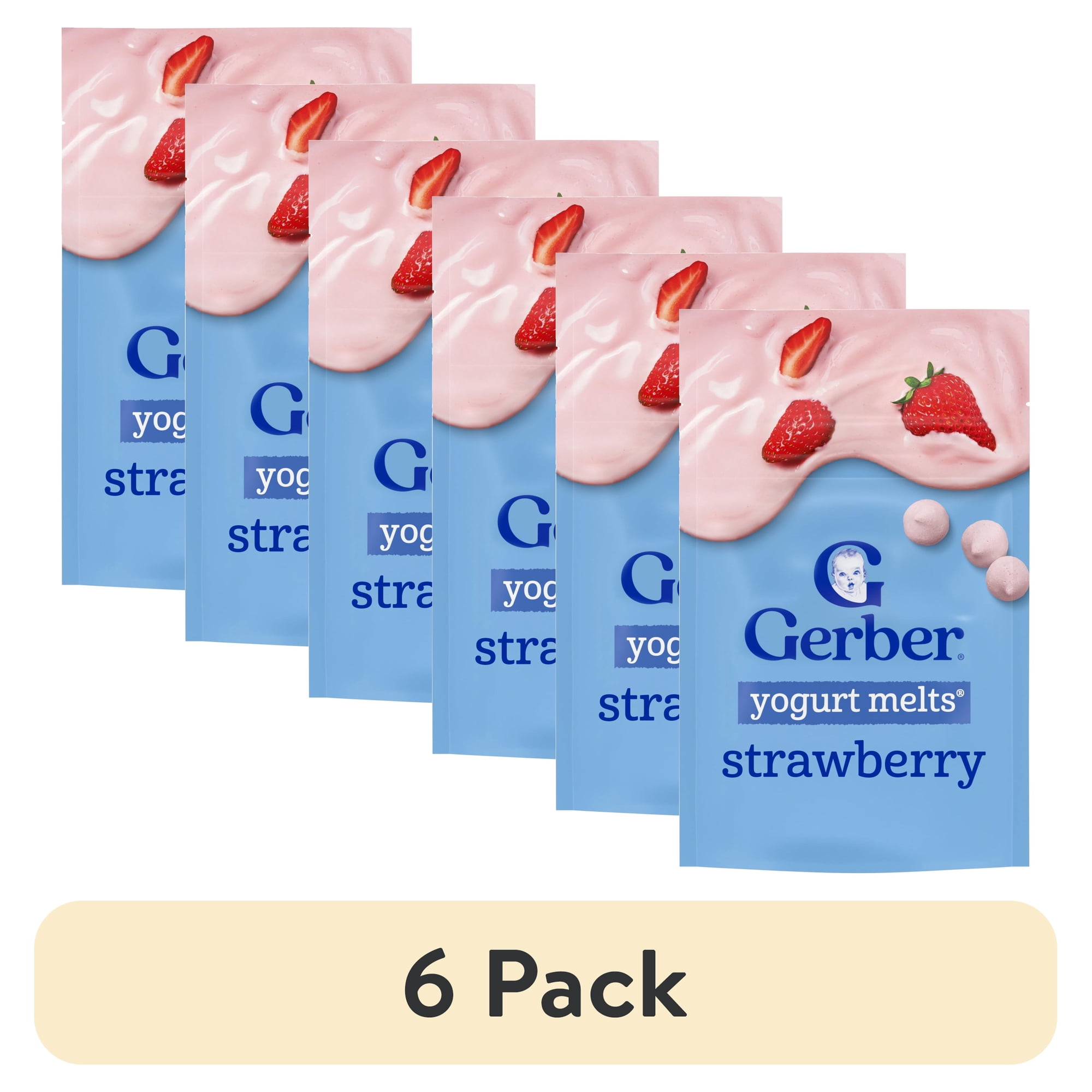 (6 pack) Gerber Stage 3 Baby Snacks, Yogurt Melts, Strawberry, 1 oz