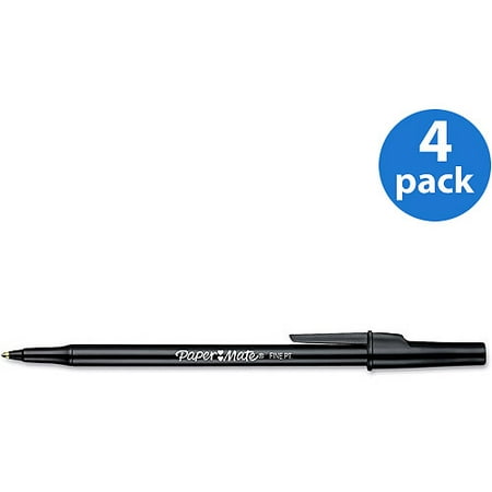 (4 Pack) Paper Mate Write Bros Stick Ballpoint Pen, Black Ink, 0.8mm,