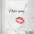 thumbnail image 1 of I Love You Tapestry, Grunge Style Seductive Female Smooch with Red Colored Lipstick, Fabric Wall Hanging Decor for Bedroom Living Room Dorm, 5 Sizes, Dark Coral Grey, by Ambesonne, 1 of 1
