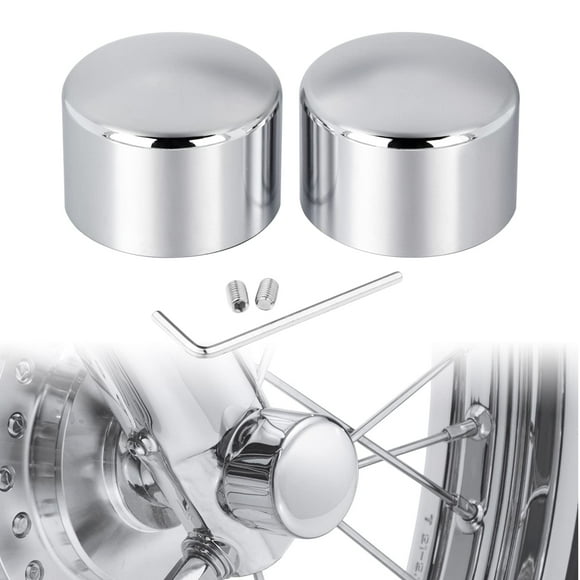 Pbymt Chrome Front Axle Nut Cover Caps Compatible For Harley Softail Sportster Road King Electra Street Glide 2002-2023