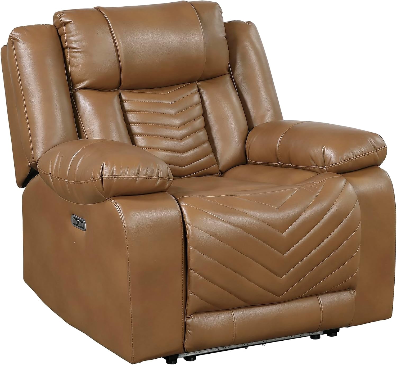 OakvillePark Orinthal Faux Leather Living Room Power Recliner with LED and Charging Ports, Brown