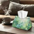 thumbnail image 4 of ZUXONGSY Palm Leaf Tissue Box Covers Rectangle PU Leather Tissue Cube Box Cover with Buckle Tissue Box Holder Easy to Install Napkin Tissue Dispenser for Home Bathroom Car, 4 of 7