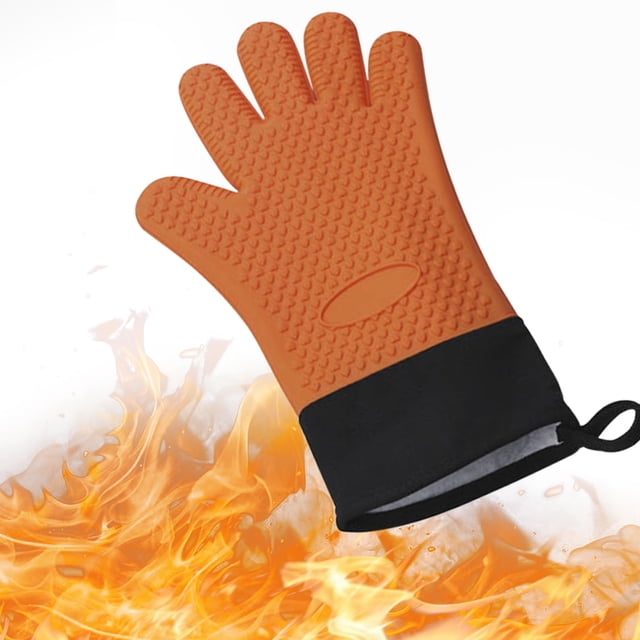 Guantes para barbacoa Guantes para parrilla resistentes al calor Manoplas para horno aisladas Guantes de silicona impermeables antideslizantes para cocinar