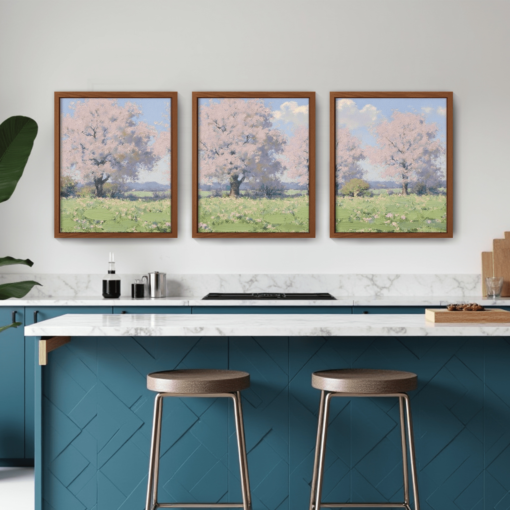 MAYEERTY Modern Abstract Wall Art Painting, Living Room Decor, Brown MDF Frame, 23.6"x15.8"