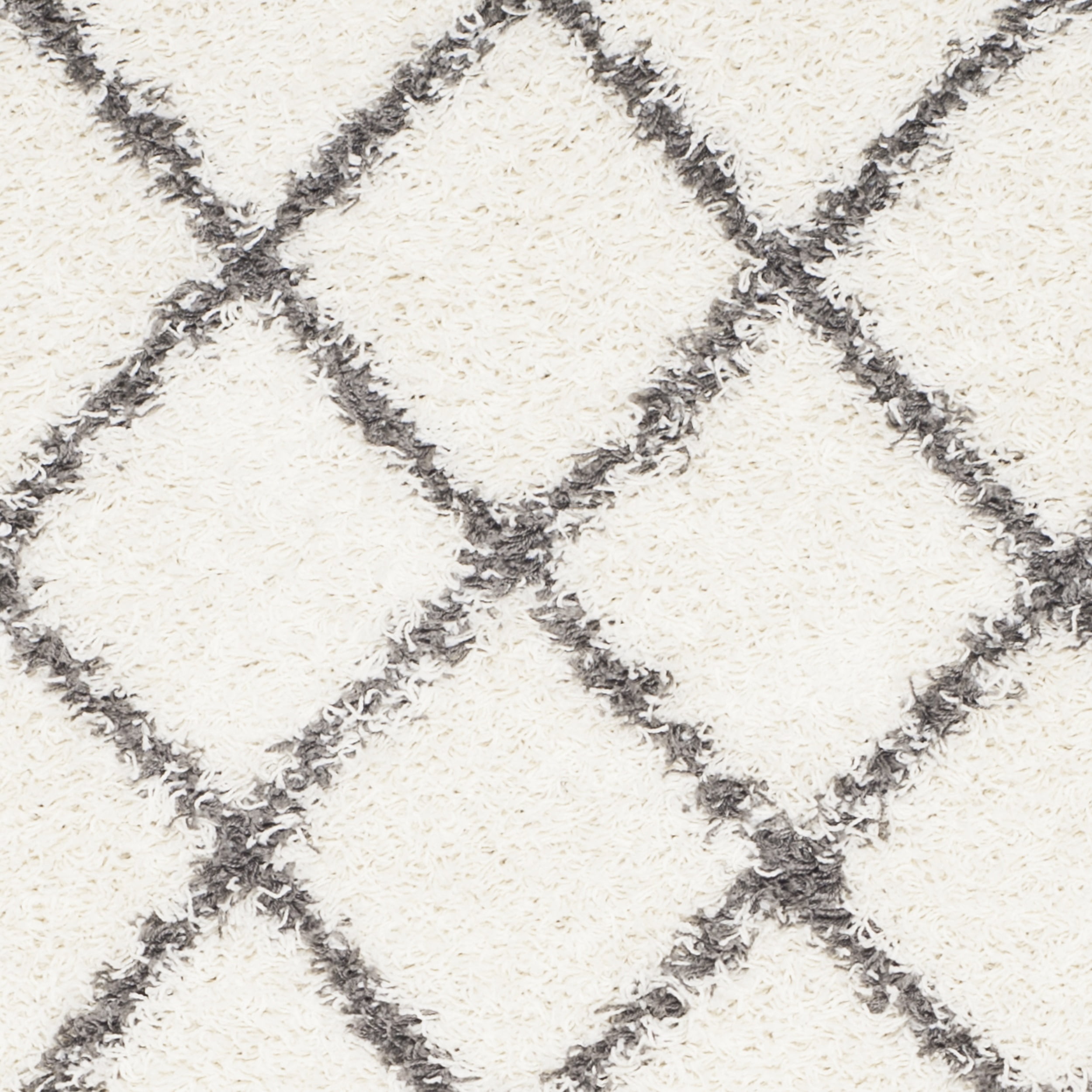 SAFAVIEH Layla Geometric Plush Shag Runner Rug, Ivory/Dark Grey, 2'3" x 8'
