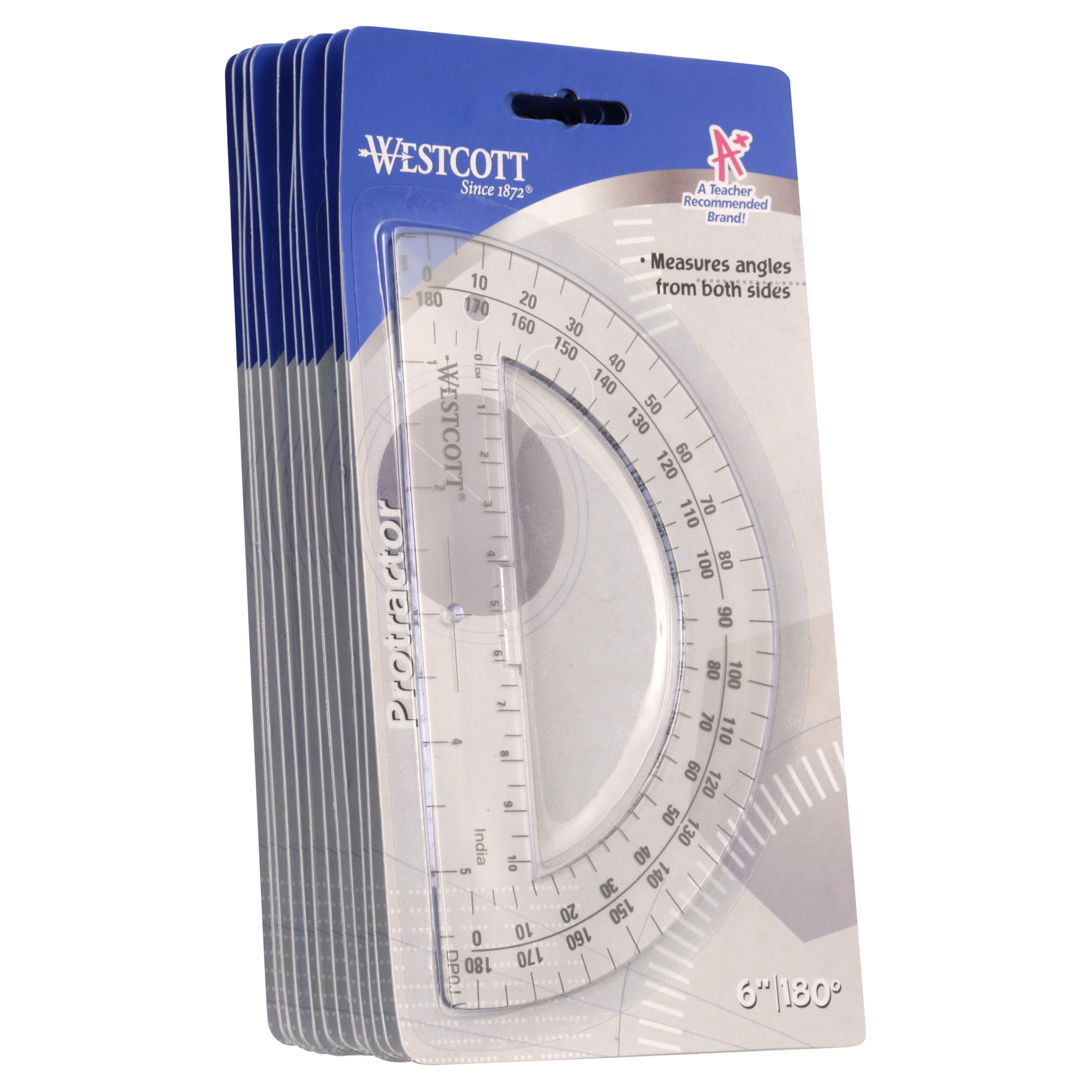 Westcott Ruler and Protractor Combo Set,, Metric, 8, 20cm (KT-2)