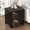 Black, variant on YWEN Farmhouse Wood Side Table with Storage, 23" Wide Rustic Nightstand with Shutter Door & Woven Basket Organizer, End Table for Living Room Bedroom