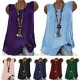 thumbnail image 4 of NGTEVOOS Womens Plus Size Cotton Linen Sleeveless Baggy T-shirt Vest Tee Tank Tops, 4 of 6