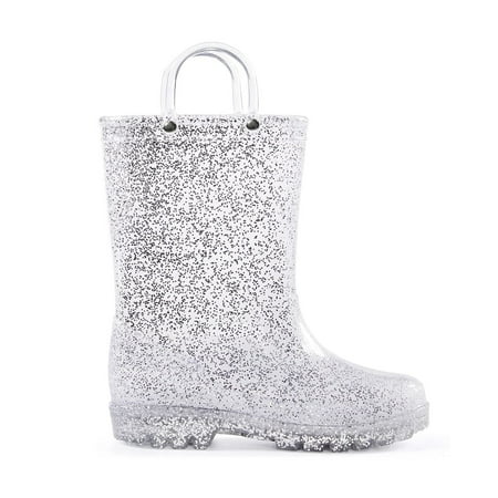

BOCCA Kids Silver Glitter Waterproof Rain Boot For Girls Size 11