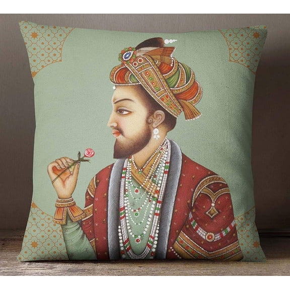 S4Sassy Multicolor Decor Mughal King Print Square Sofa Cushion Cover Pillow Case -12 x 12 Inches