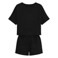 thumbnail image 7 of Jsaierl Linen Sets for Women 2 Piece Ladies Casual Summer Round Neck Short Sleeve Tops And Shorts Two Pieces Set Suit, 7 of 7