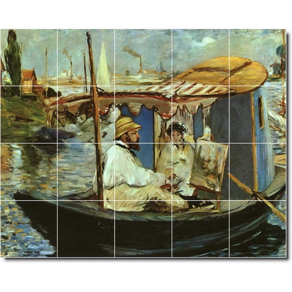 Ceramic Tile Mural-Edouard Manet Waterfront Painting 132. 30" w x 24" h using (20) 6 x 6 ceramic tiles