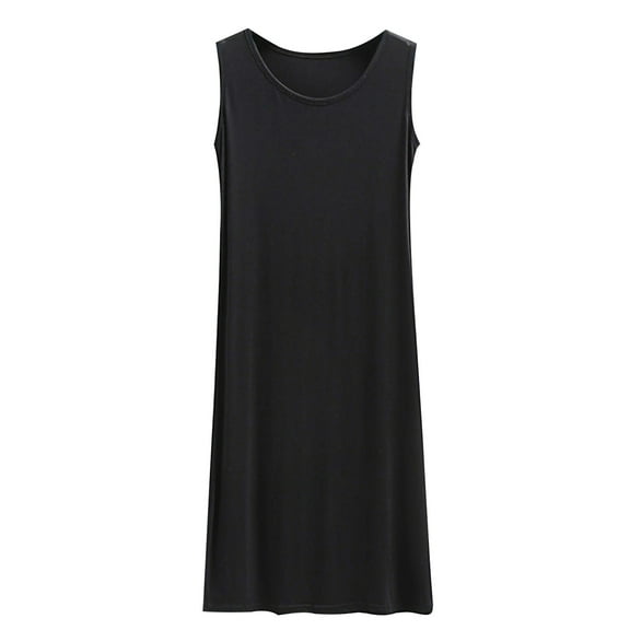 Samickarr Summer Tank Dresses For Women Cotton Nightgowns for Women Solid Color Round Neck Sleeveless Sleepwear Large Size Home Pajam Dress With Chest Thin Style Lightweight Vest Short Nightdress