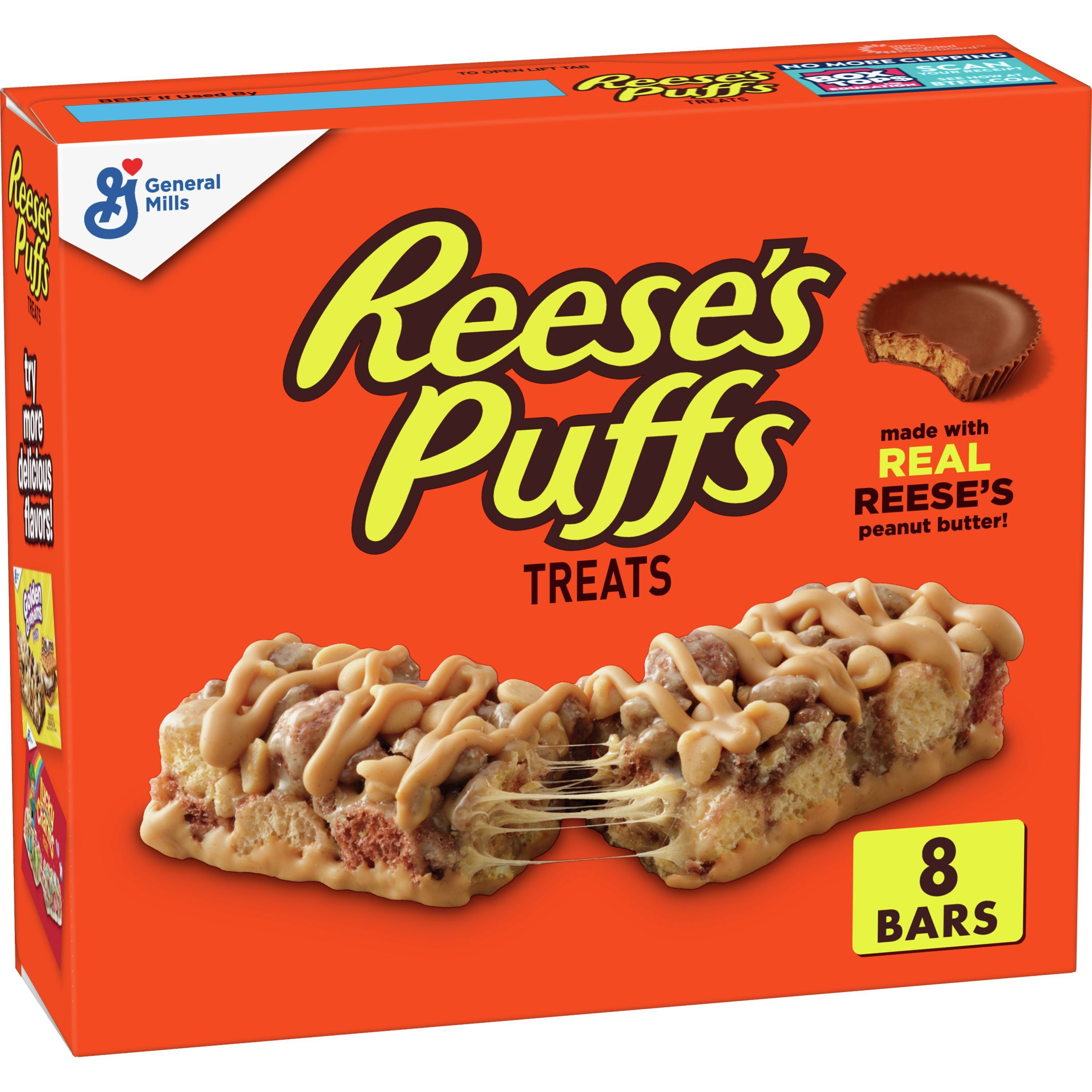 Reese's Puffs Breakfast Cereal Treat Bars, Peanut Butter & Cocoa, 8 ct