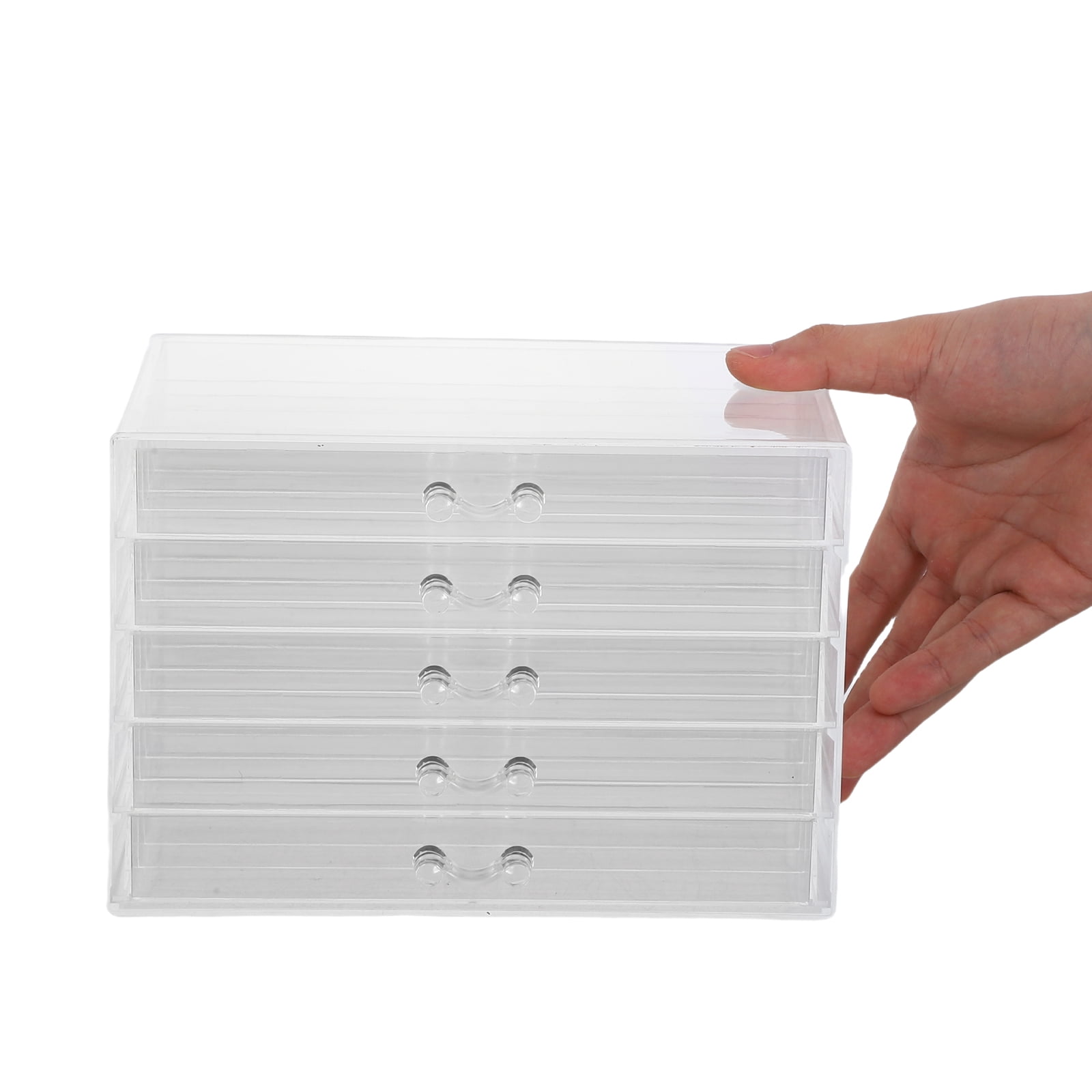 OFFIGAM Clear Plastic Jewelry Organizer for Women with 5 Layer Drawers and Multiple Independent Storage Compartments